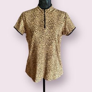 EP Pro Tour Tech Animal Print Leopard Golf Shirt Quarter Zip Closure